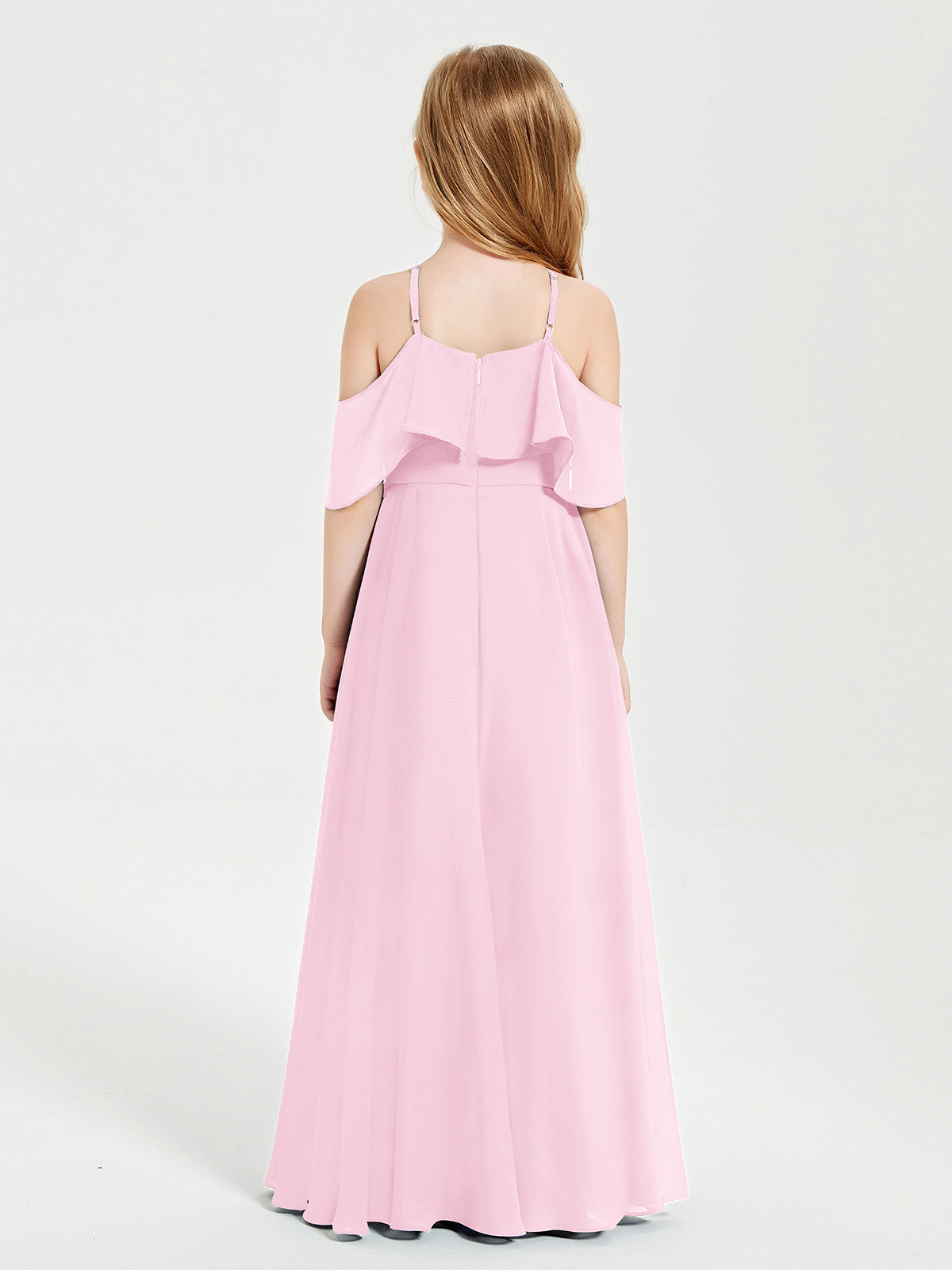 Off-the-Shoulder Long Dresses for Junior Bridesmaids Candy Pink